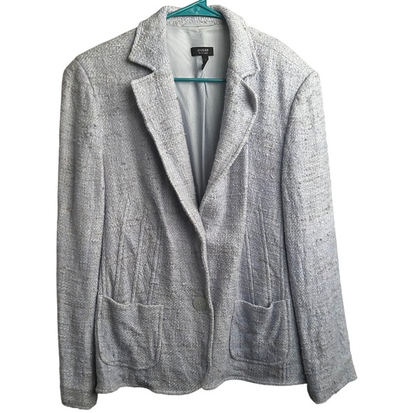 BASLER Black Label Light Blue Tweed Silk Blazer Jacket Women's EU 46 US Size 14 - Picture 2 of 10